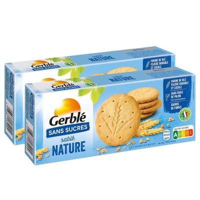 Gerblé Sans Sucres 12 Sablés nature sans sucres, Lot de 2x132g