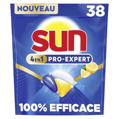 Sun Capsules Lave-Vaisselle Citron Pro Expert, 38 capsules