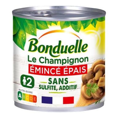 Bonduelle Champignons Emincés Epais sans sulfite et sans additif, 230g