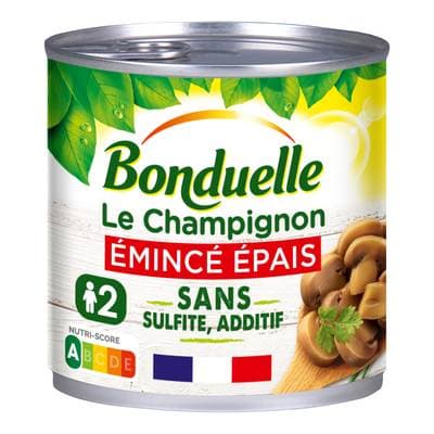 Bonduelle Champignons Emincés Epais sans sulfite et sans additif, 230g