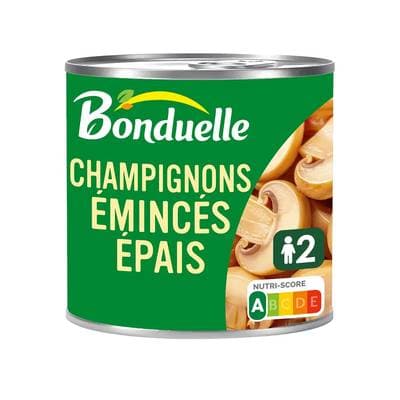 Bonduelle Champignons Emincés Epais sans sulfite et sans additif en conserve, 230g