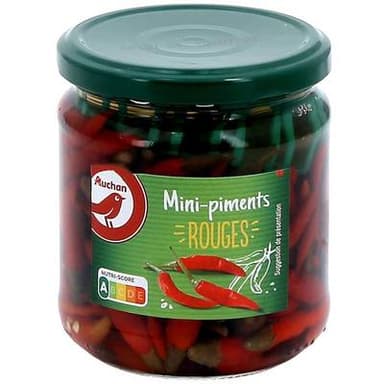Auchan Mini piments rouges au vinaigre, 130g