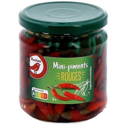Auchan Mini piments rouges au vinaigre, 130g