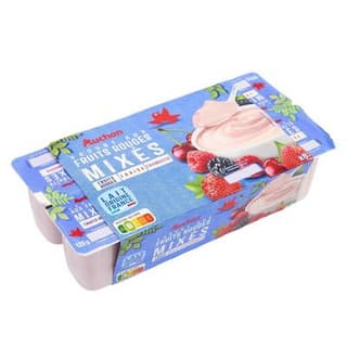 Auchan Yaourt aux fruits mixés fruits rouges fraise framboise, 8x125g