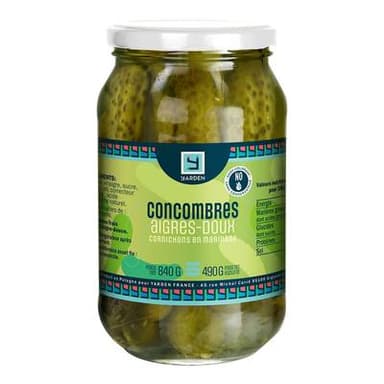 Yarden Cornichons aigres-doux tranches, 660g