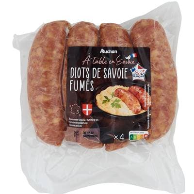 Auchan Terroir Diots de Savoie Fumés, 4 saucisses - 360g