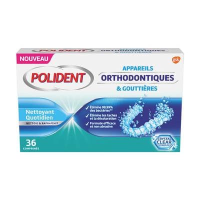 Polident Nettoyant quotidien pour appareil dentaire, 36 pièces
