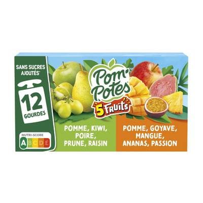 Pom Potes Compote 5 fruits, 12x90g