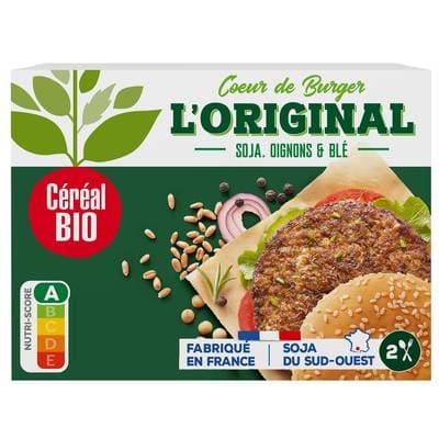 Céréal Bio 2 Coeurs de Burger Végétaux l'Original Soja Oignon Blé Bio, 160g
