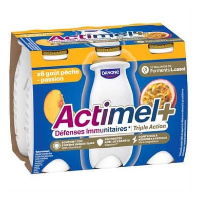 Actimel Yaourts à boire Pêche Passion, 6x100g