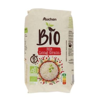 Auchan BIO Riz Long grain incollable Bio, 1kg