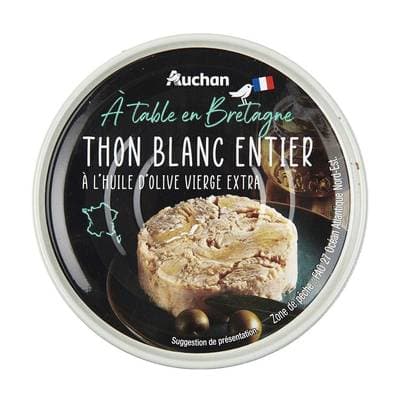 Auchan Terroir Thon blanc entier à l'huile d'olive vierge extra, 104g