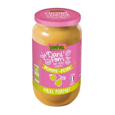 Danival Dani'Pom Pomme poire bio, sans sucres ajoutés, Maxi format, 1,05Kg