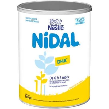 Nestlé - NIDAL Lait bébé en poudre 1er âge, 0-6 mois, 800g