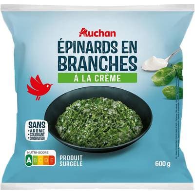 Auchan Epinards en branches à la crème, 600g