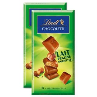 Lindt Chocoletti lait praliné noisettes, Lot de 2x100g