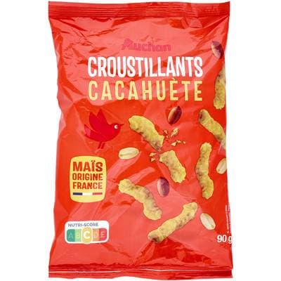 Auchan Biscuits soufflés croustillants saveur cacahuète, 90g