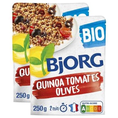 Bjorg Veggie Quinoa Tomates Olives Plat Cuisiné Bio, Lot de 2x250g