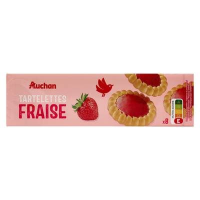 Auchan Tartelettes nappées saveur fraise x8, 150g