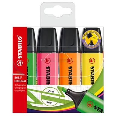 Stabilo Surligneurs couleurs assorties, 4 surligneurs