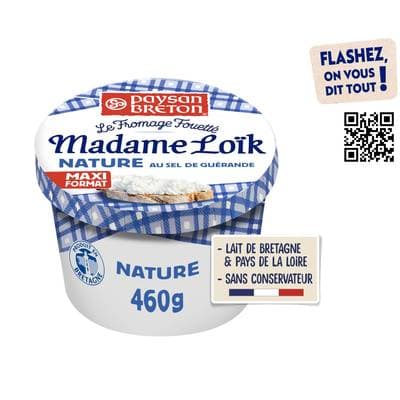 Paysan Breton Fromage fouetté Madame Loik nature au sel de Guérande, 460g