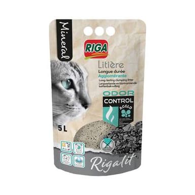 Riga Rigalit Litière Minérale Agglomérante bentonite Odor Control pour chat 4,2kg, 5L