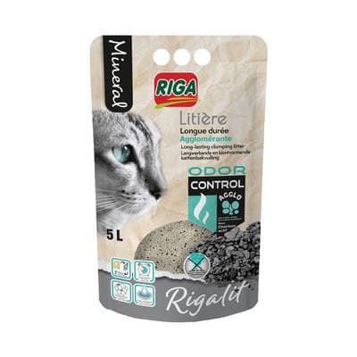 Riga Rigalit Litière Minérale Agglomérante bentonite Odor Control pour chat 4,2kg, 5L