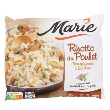 Marie Risotto au poulet et champignons à la crème sauce cuisinée aux échalotes et au persil, 900g