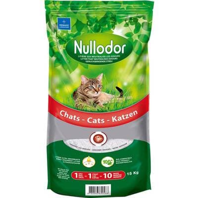 Nullodor Litière Silice pour chat 15kg, 30L
