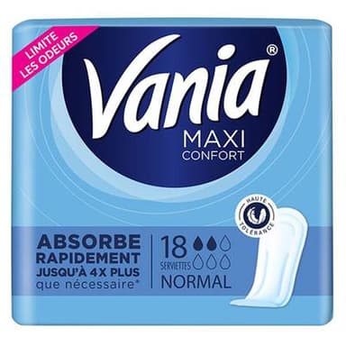 Vania Serviettes hygiéniques Maxi confort normal, 18 pièces
