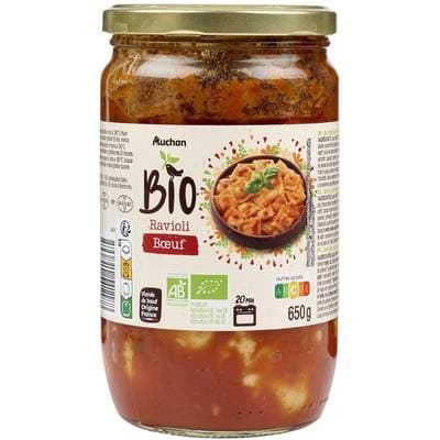 Auchan BIO Ravioli au Boeuf Bio, 650g