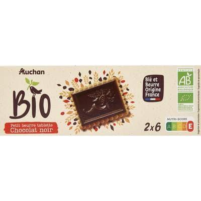 Auchan BIO Biscuits petit beurre avec tablette de chocolat noir bio, 150g