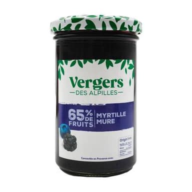 Vergers des Alpilles Préparation 65% fruit Myrtille Mure, 300g