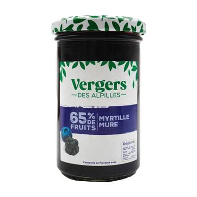 Vergers des Alpilles Préparation 65% fruit Myrtille Mure, 300g