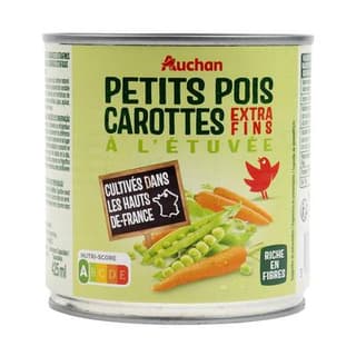 Auchan Petits pois carottes extra-fins à l'étuvée, 265g