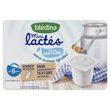 Blédina - Mini Lactés Desserts Lactés Nature Coupelle Bébé Dès 6 mois, 6x55g