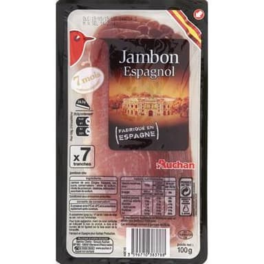 Auchan Jambon Espagnol 7 Mois d'Affinage, 7 tranches - 100g