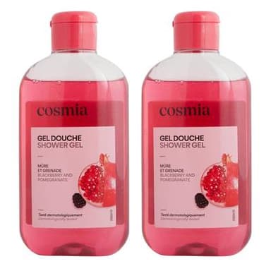 COSMIA Gel douche mûre et grenade, Lot de 2x250ml