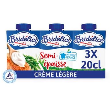 Bridélice Crème 18% Mg Légère Semi Epaisse UHT, 3x20cl