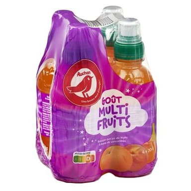 Auchan Boisson aux jus de fruits goût multifruits, 4x20cl