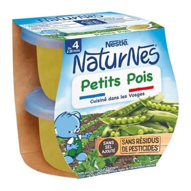 Nestlé - Naturnes Petits pois Bol Bébé Dès 4 mois, 2x130g