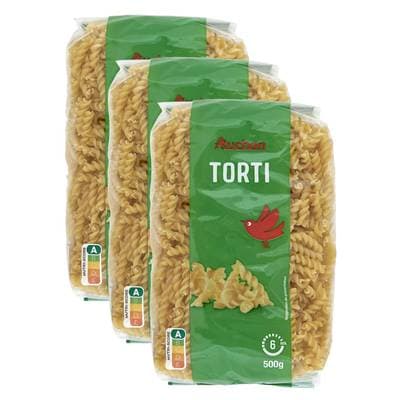 Auchan Pâtes Torti, Lot de 3x500g