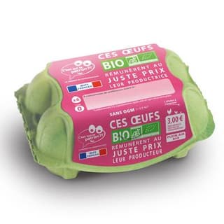 C'est qui le Patron Œufs plein air Bio sans OGM, tout calibre, 6 oeufs