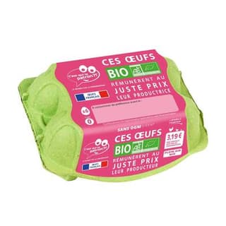 C'est qui le Patron Œufs plein air Bio sans OGM, tout calibre, 6 oeufs