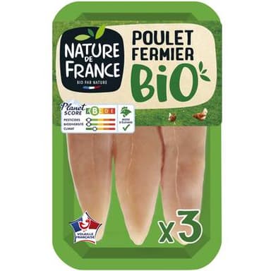 Nature De France Aiguillettes de Poulet Fermier Bio, 180g