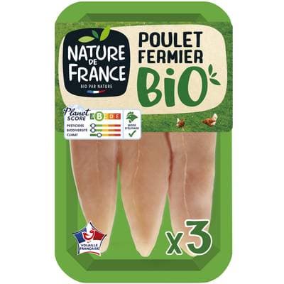 Nature De France Aiguillettes de Poulet Fermier Bio, 180g