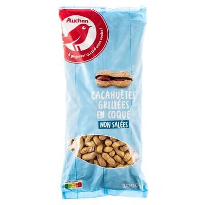 Auchan Cacahuètes Grillées En Coque Non Salées, 1kg