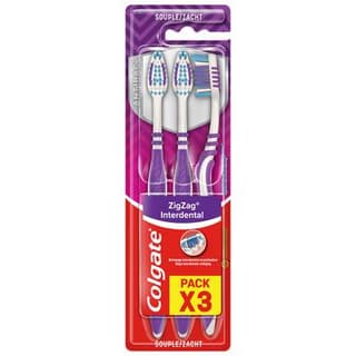 Colgate Brosse à dents Souple Interdentaire Zig Zag, 3 brosses à dents