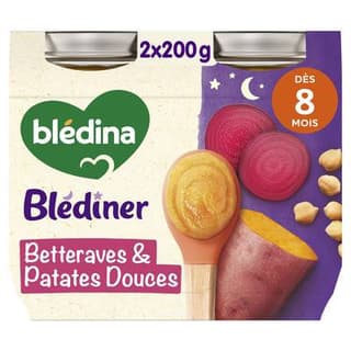 Blédina - Blédîner Betterave Patates Douces Pots Bébé dès 8 mois, 2x200g