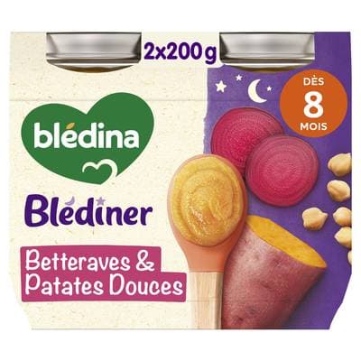 Blédina - Blédîner Betterave Patates Douces Pots Bébé dès 8 mois, 2x200g
